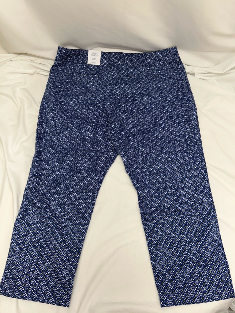 croft & barrow Blue & White Tile Patterned Straight Leg Pants Size 24W Short - Picture 2 of 12